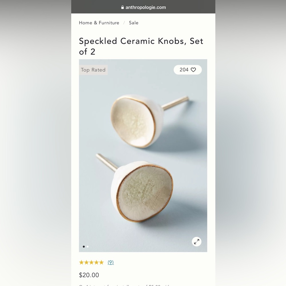 Anthropologie speckled ceramic knobs set of 2